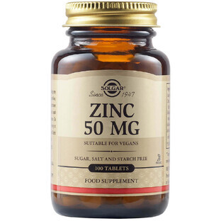 Zinc gluconate 50 mg, 100 tablets, Solgar