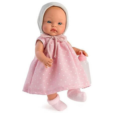 Bambola Baby Alex con vestito rosa e biberon, +3 anni, 36 cm, Asivil