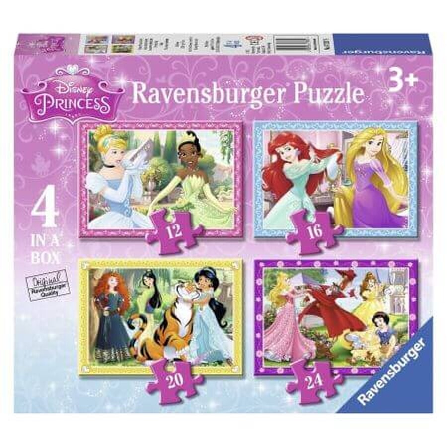 Puzzle della Principessa Disney, + 4 anni, 4 puzzle, Ravensburger