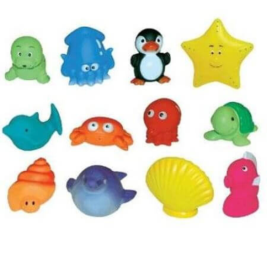 Set di 12 giocattoli da bagno con animali marini, Ludi