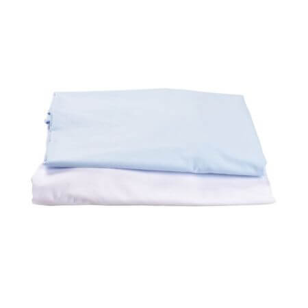 Set di 2 lenzuola per culla, 120x60 cm, bianco/blu, Fic Baby