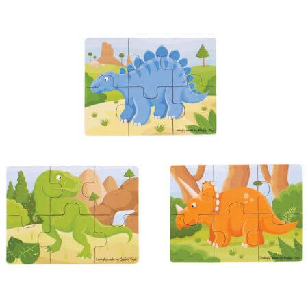 Set di 3 puzzle in legno Dinosauri, Big Jigs