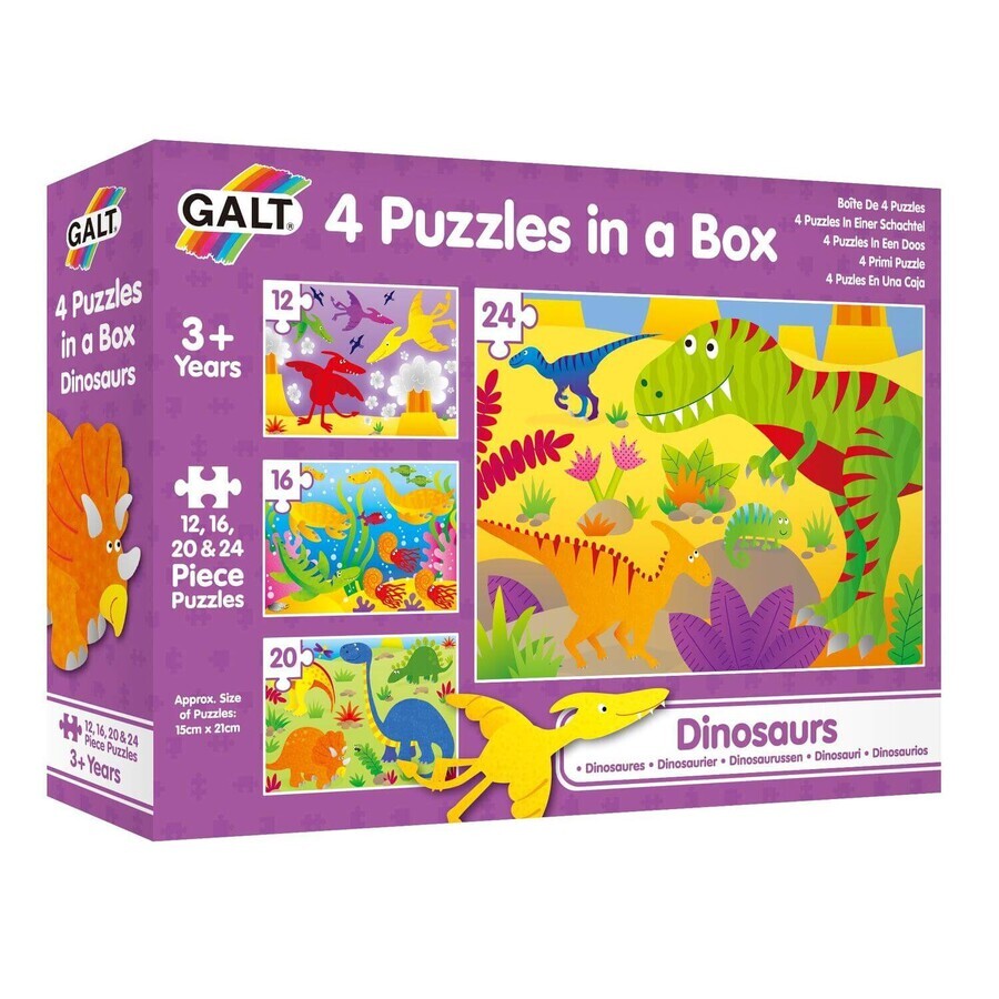 Set di 4 puzzle Dinosauri, + 3 anni, Galt