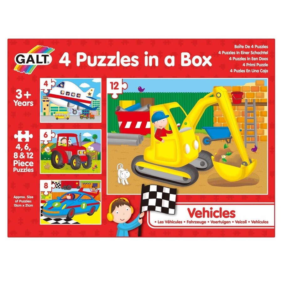 Set di 4 puzzle Veicoli, + 3 anni, Galt