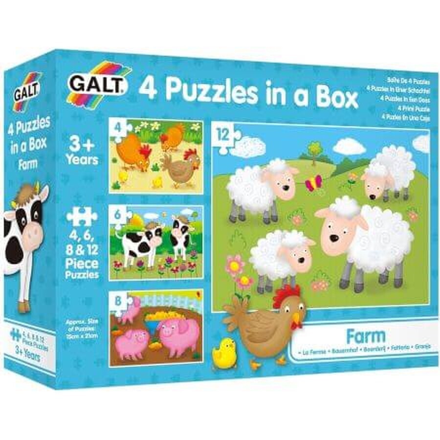 Set di 4 puzzle Animali della fattoria, Galt