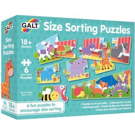 Set di 6 puzzle di animali giocosi, 3 pezzi, Galt