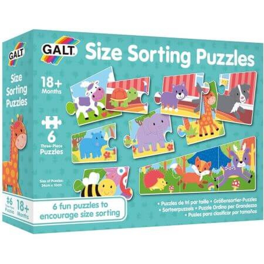 Set di 6 puzzle di animali giocosi, 3 pezzi, Galt