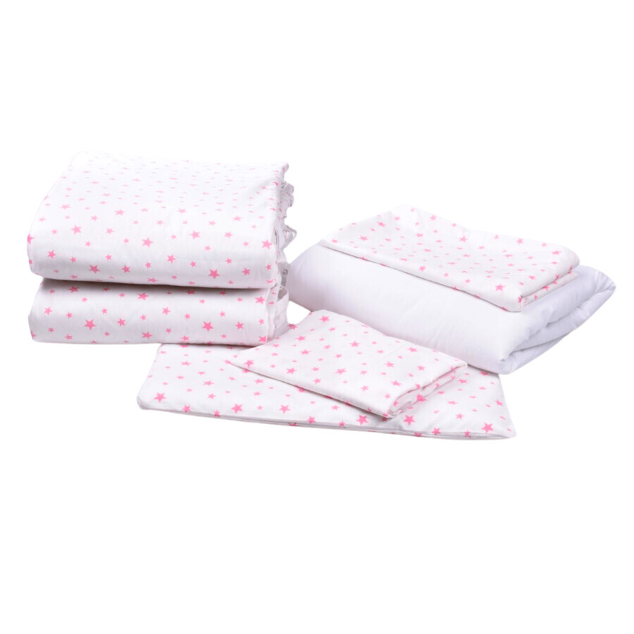 Set completo di lenzuola e copertine per culla, 120 x 60 cm, modello Pink Stars, Fic Baby