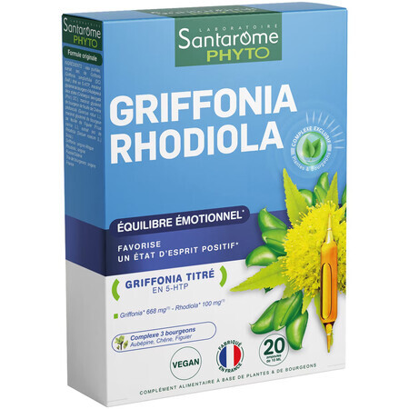 Griffonia Rhodiola, 20 ampollas, Santarome Natural