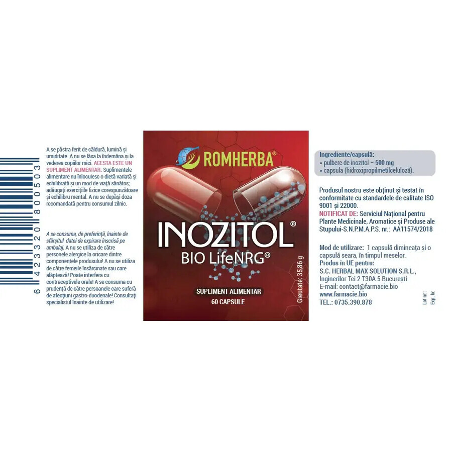 Inozitol Bio LifeNRG, 60 capsule, Romherba