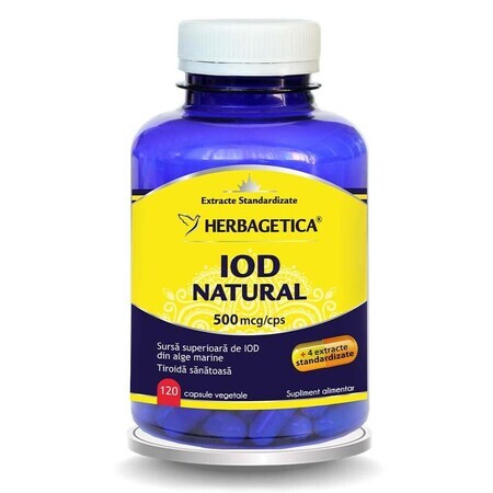 Iode naturel 500mcg, 120 gélules, Herbagetica