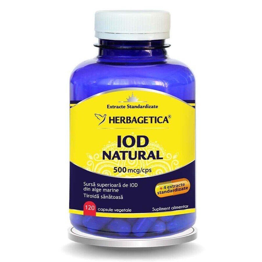 Iode naturel 500mcg, 120 gélules, Herbagetica