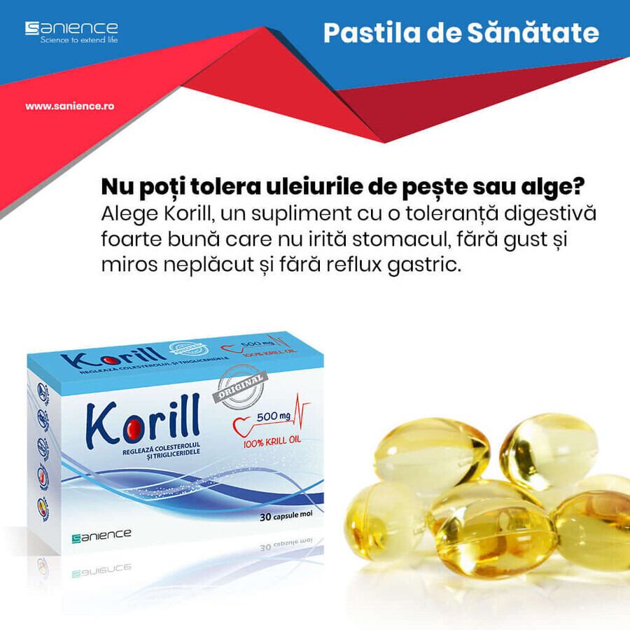 Korill pure krill oil 500 mg, 30 capsules, Sanience