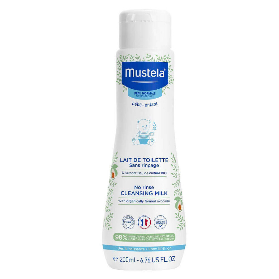 Mustela Latte di Toilette Bambini Detergente Emolliente Senza Risciacquo, 200ml