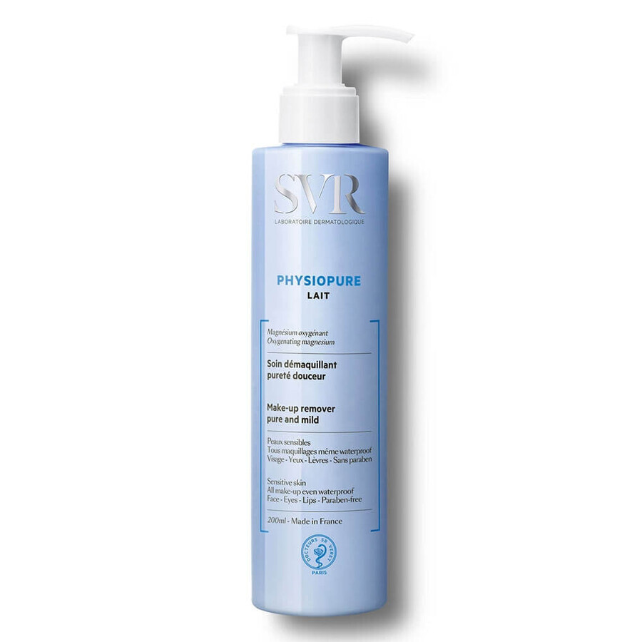 SVR Physiopure - Lait Latte Detergente Struccante Pelli Secche Sensibili, 200ml