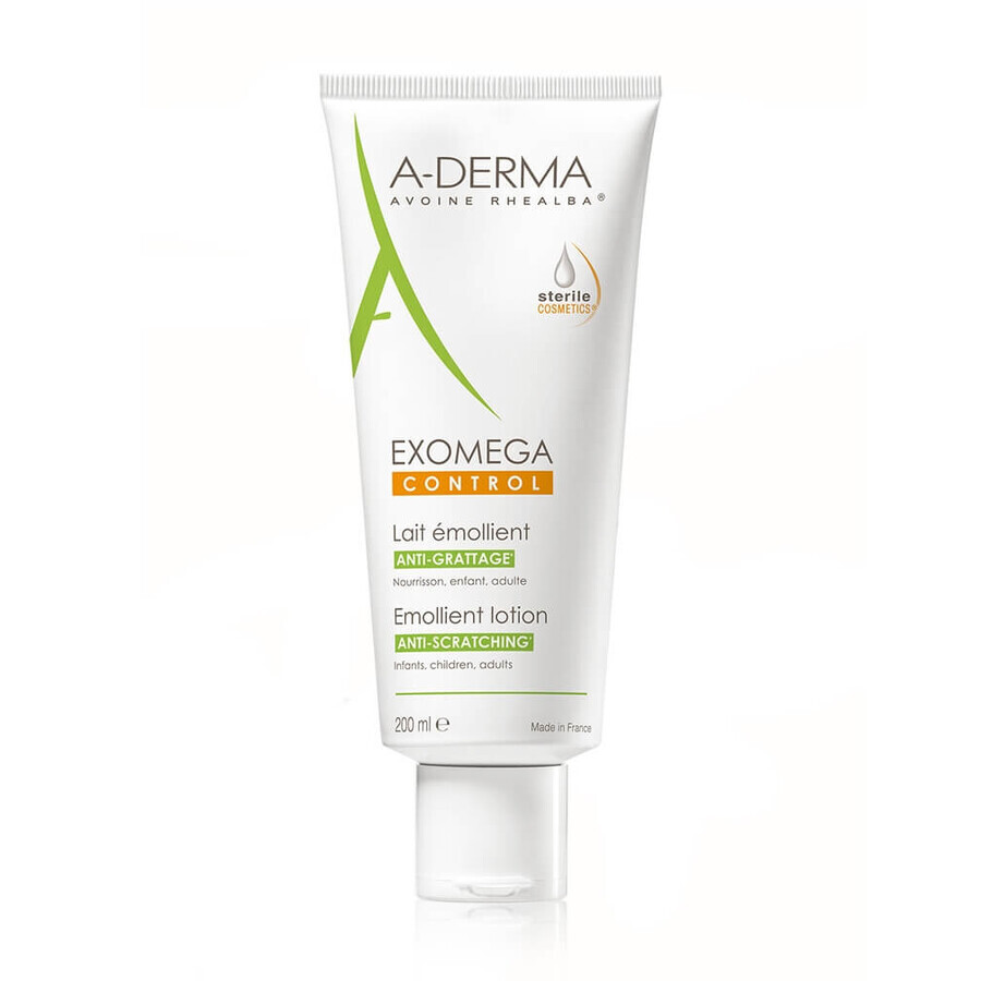 A-Derma Exomega Control - Latte Emolliente per Pelle Secca e Atopica, 200ml