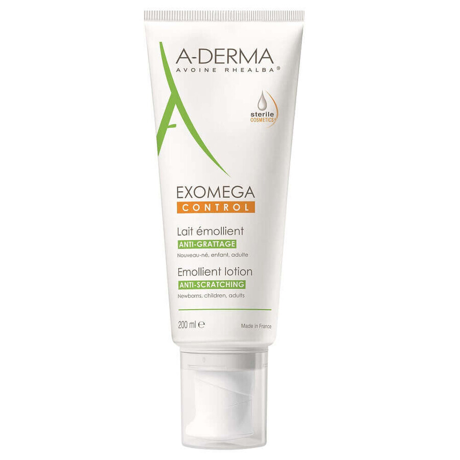 A-Derma Exomega Control - Latte Emolliente per Pelle Secca e Atopica, 200ml