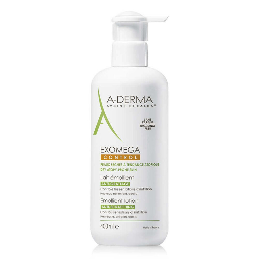 A-Derma Exomega Control - Latte Emolliente per Pelle Secca e Atopica, 400ml