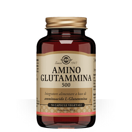 Amino Glutammina 500 mg, 50 capsule vegetali, Solgar