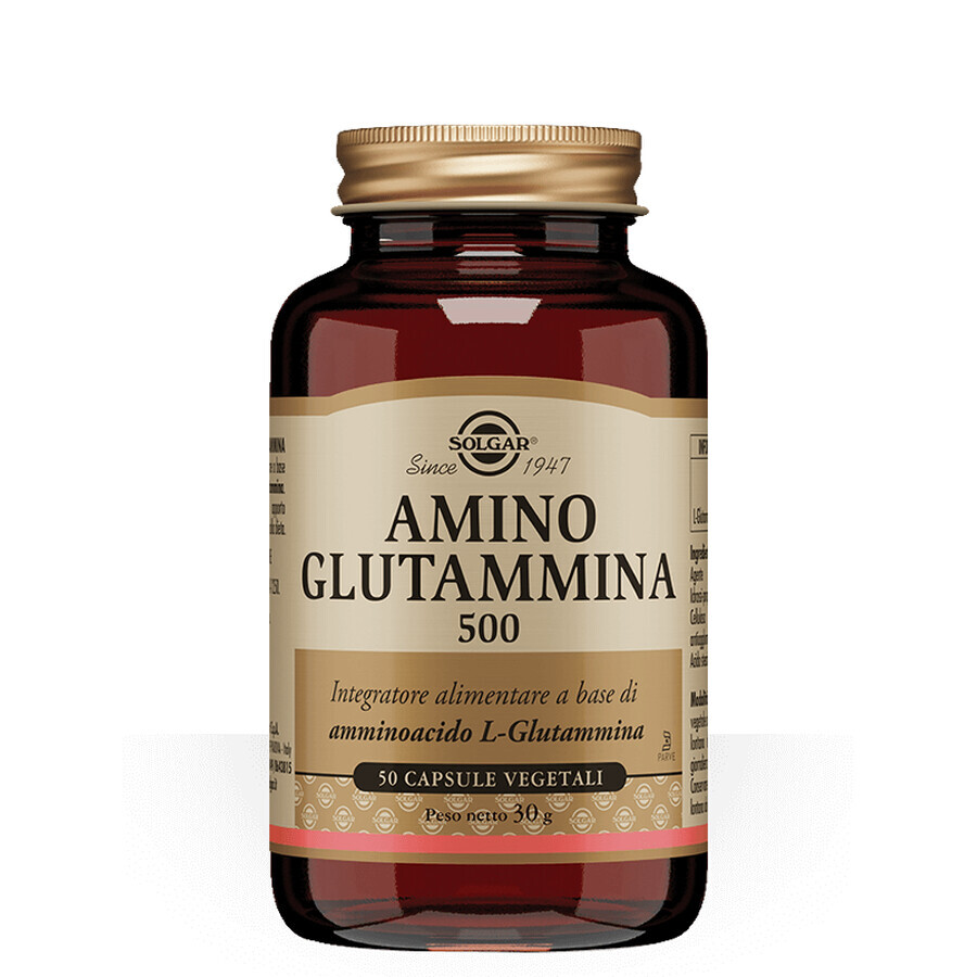 Amino Glutammina 500 mg, 50 capsule vegetali, Solgar