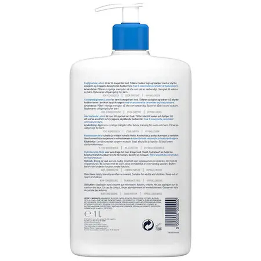 Hydraterende gezichts- en bodylotion voor de droge en zeer droge huid, 1000 ml, CeraVe