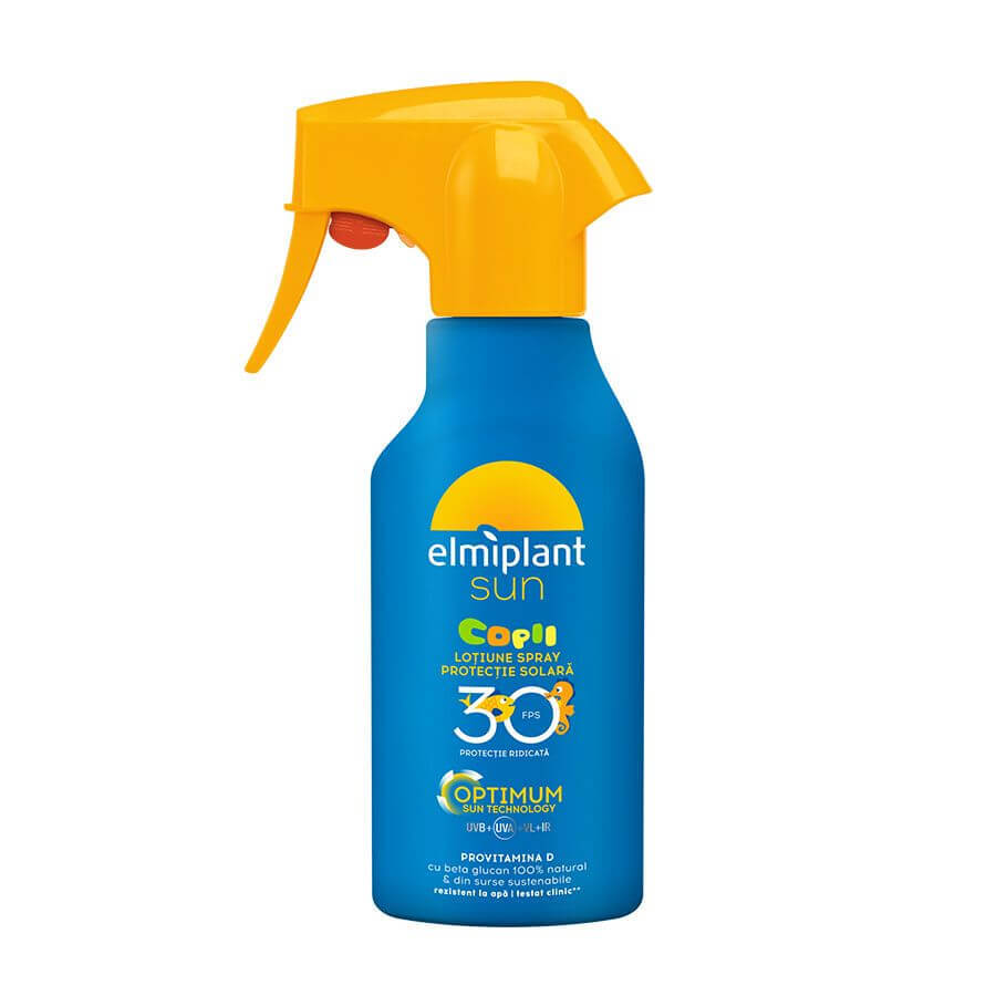 Lozione spray per bambini con protezione solare alta SPF 30, 200 ml, Elmiplant