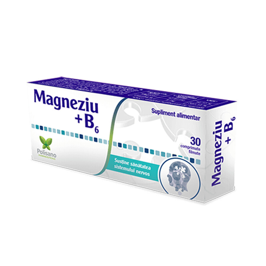 Magnesio + Vitamina B6, 30 compresse, Polisano