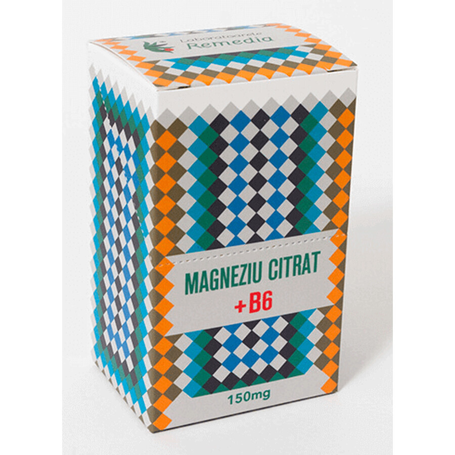 Citrate de magnésium avec vitamine B6, 25 sticks, Remedia