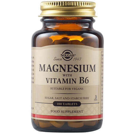 Magnesio con Vitamina B6, 100 compresse, Solgar