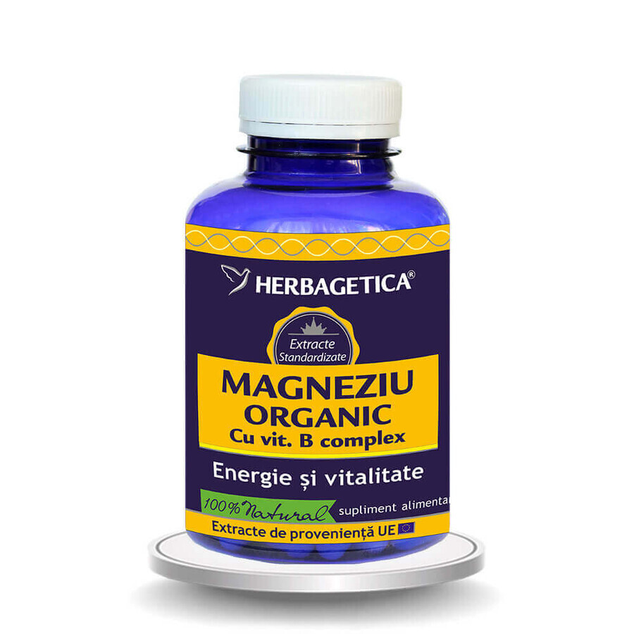 Magnesio organico con complesso vitaminico B, 120 capsule, Herbagetica