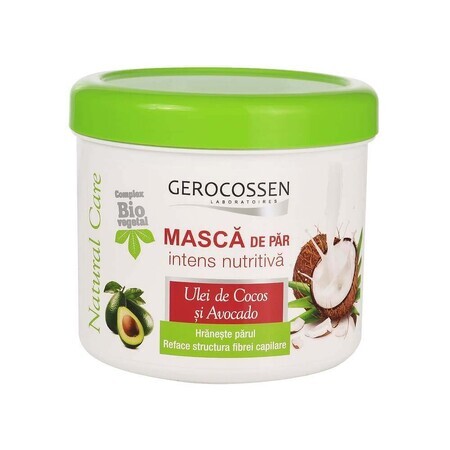 Maschera per capelli intensamente nutriente con olio di cocco e cura naturale di avocado, 450 ml, Gerocossen