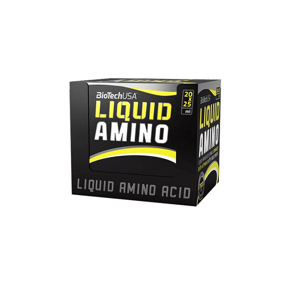 Amino acids with orange flavour Liquid Amino, 20 ampoules x 25 ml, Biotechusa