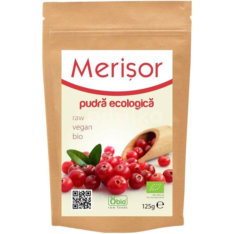 Polvere ecologica di mirtilli rossi, 125 g, Obio