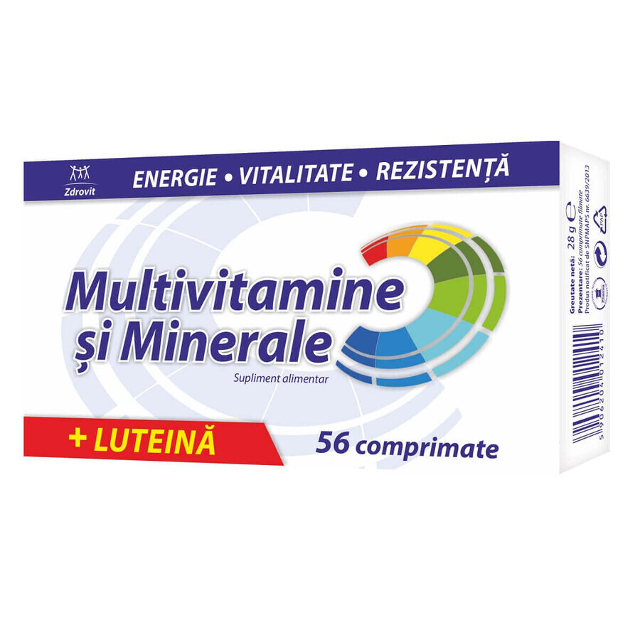 Multivitaminici e Minerali + Luteina, 56 compresse, Zdrovit