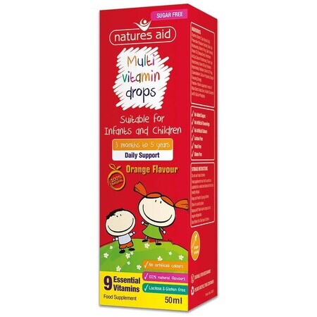 Gocce multivitaminiche per bambini, 50 ml, Natures Aid