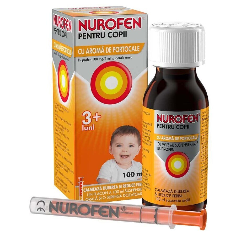 Nurofen per bambini al gusto arancia 100 mg/5 ml, 100 ml, Reckitt Benckiser recensioni