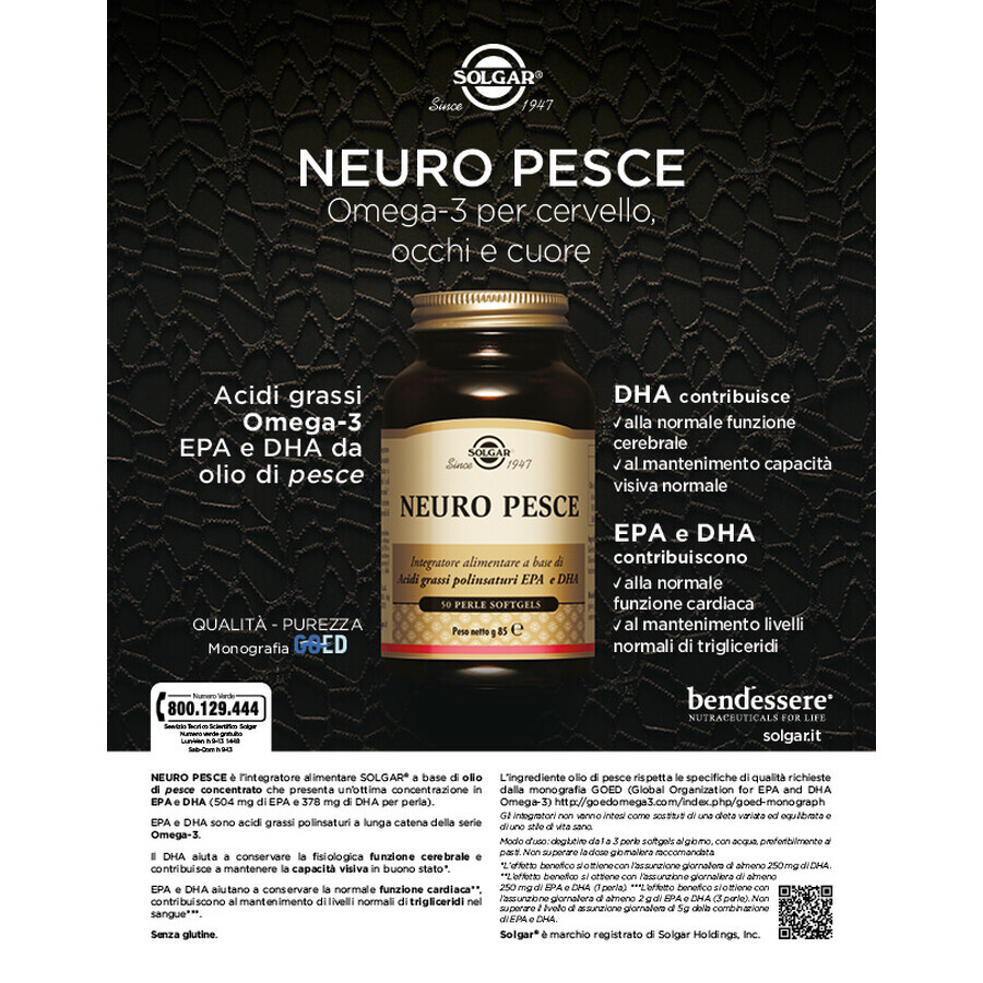 Neuro Pesce, 50 perle softgels, Solgar