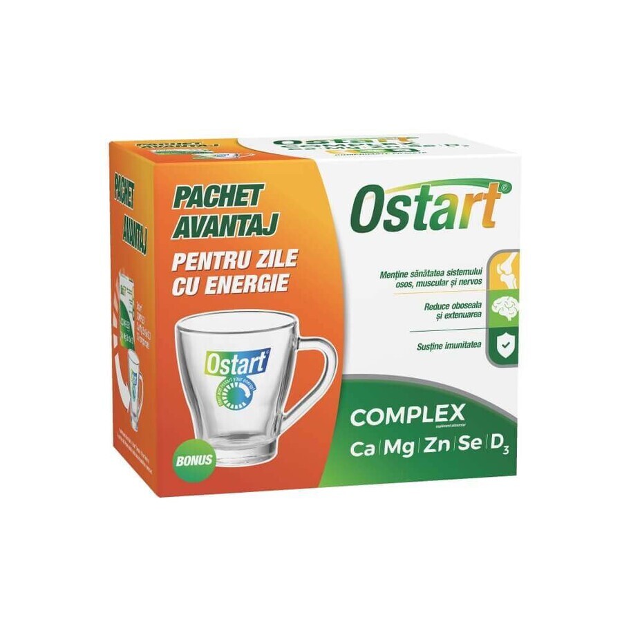 Ostart Complex Ca + Mg + Zn + Se + D3, 20 compresse + tazza, Fiterman