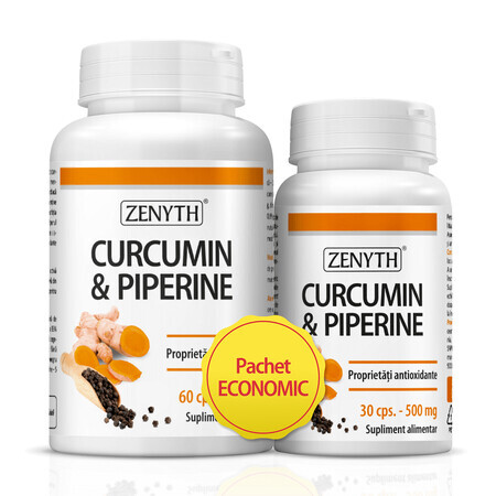 Pachet Curcumin & Piperine, 60 + 30 capsule, Zenyth