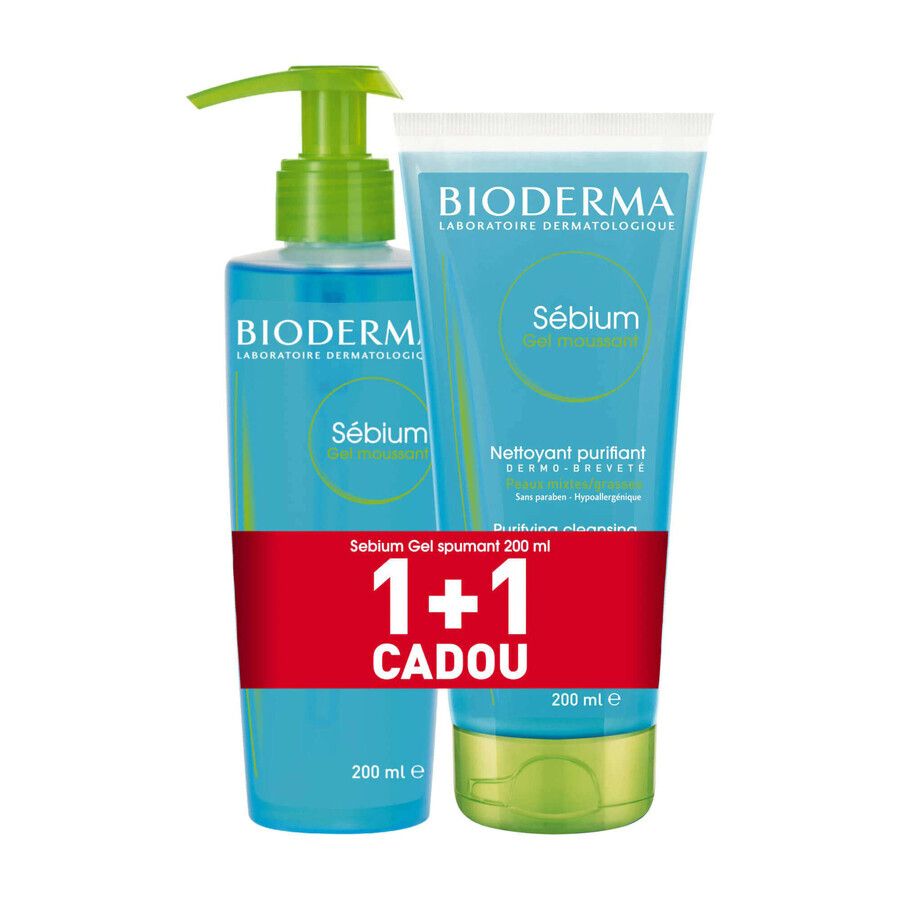 Confezione gel schiumogeno Sebium, 200 + 200 ml, Bioderma