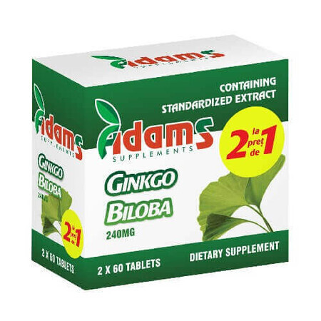 Confezione Ginkgo Biloba, 60 compresse, (1+1), Adams Vision