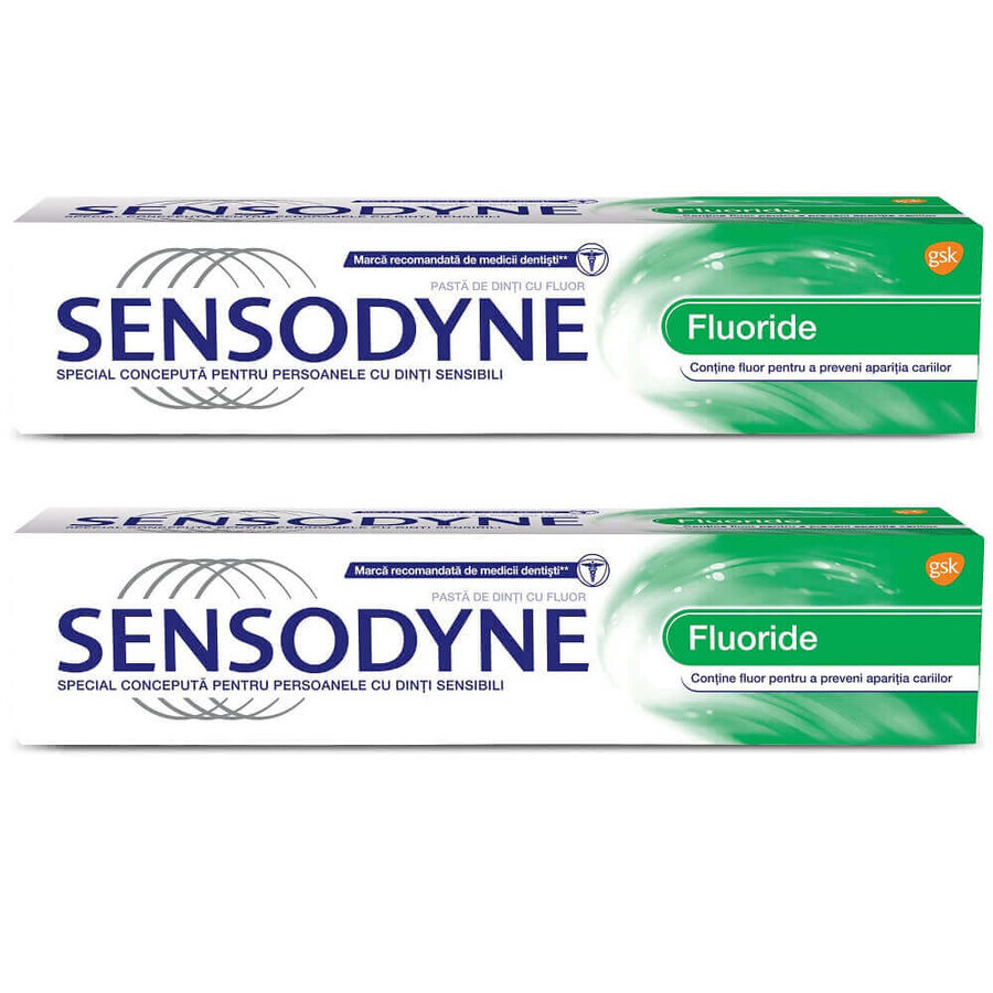 Sensodyne Fluoride Toothpaste Pack, 100 ml + 100 ml, Gsk