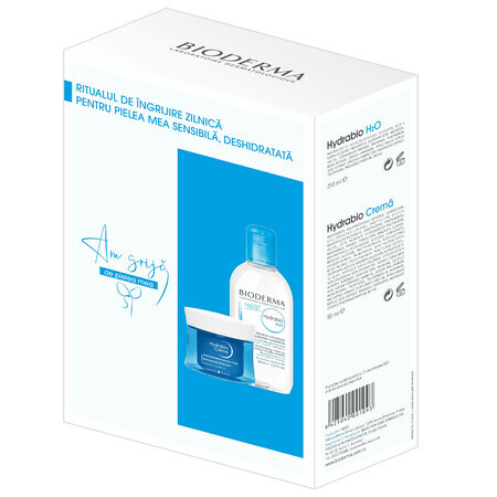 Confezione Hydrabio H2O Soluzione Micellare Idratante, 250 ml + Hydrabio Crema Idratante Pelli Secche e Sensibili, 50 ml, Bioderma