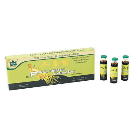 Panax Ginseng extractum, 10 fiole, Yongkang International China