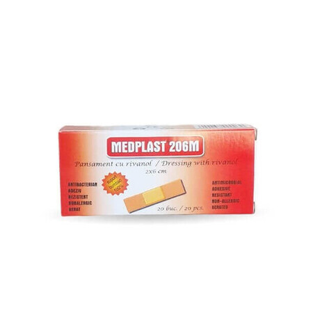 Medplast 206M rivanol dressing, 2x6 cm, 20 pieces, Mebra