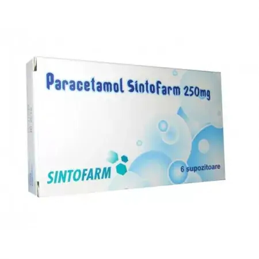 Paracetamol 250 mg, 6 suppositories, Sintofarm