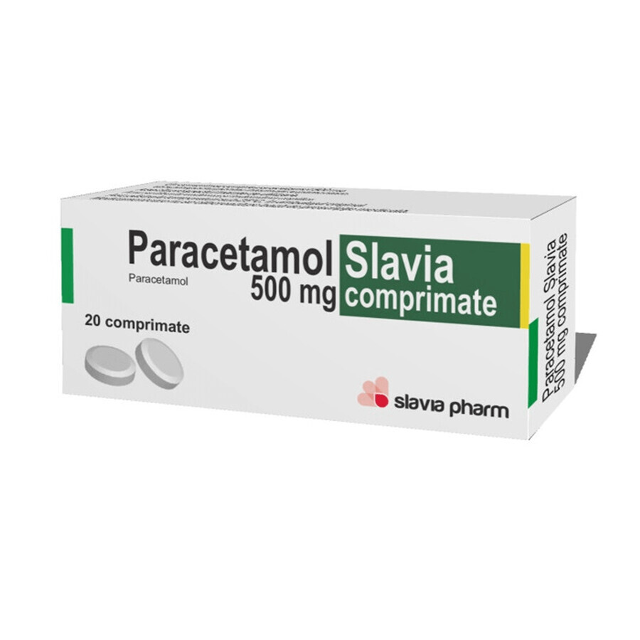 Paracetamol 500 mg, 20 comprimidos, Slavia Pharm