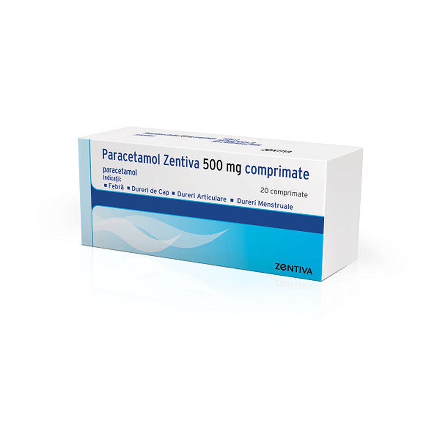 Paracetamol 500 mg, 20 tablets, Zentiva