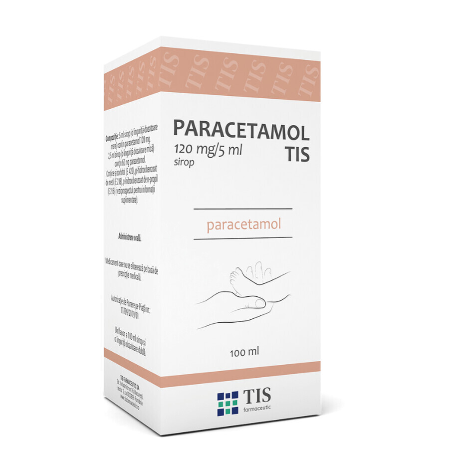 Paracetamol Tis, 120 mg/5 ml, 100 ml, Tis Farmaceutic