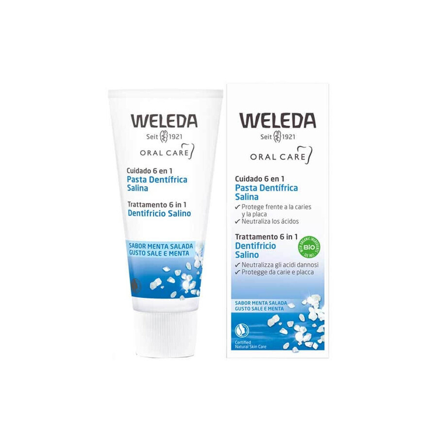 Weleda Dentifricio Salino Trattamento 6 in 1 Gusto Sale e Menta, 75ml